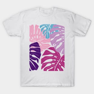 Abstract Colorful Monstera Leaves T-Shirt